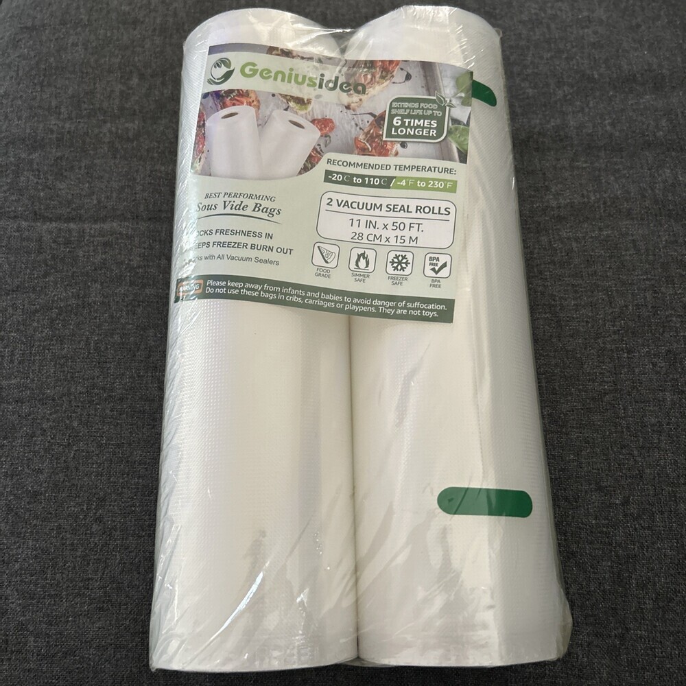 NEW Geniusidea 2 Vacuum Seal Rolls 11in X 50ft